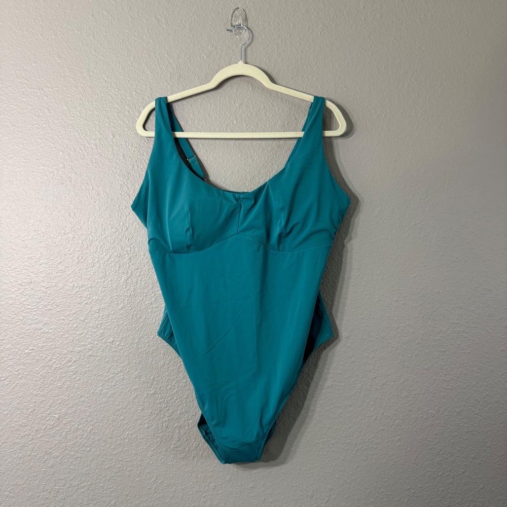 Yitty Fabletics Size 3X Teal Scoop‎ Neck Adjustable Straps One-piece Swimsuit